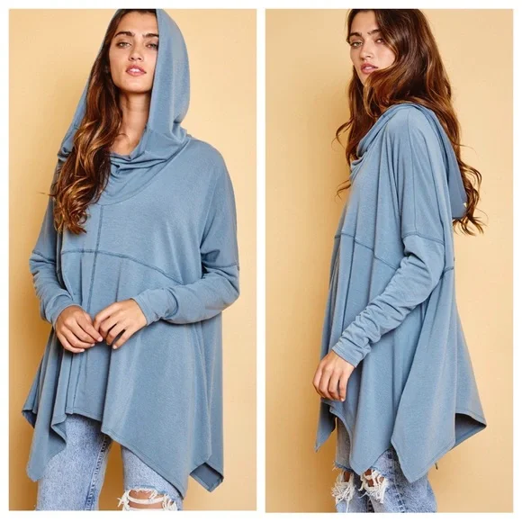 33 Boho Fabulous Reverse Stitch Hoodie Top - Picture 2 of 4